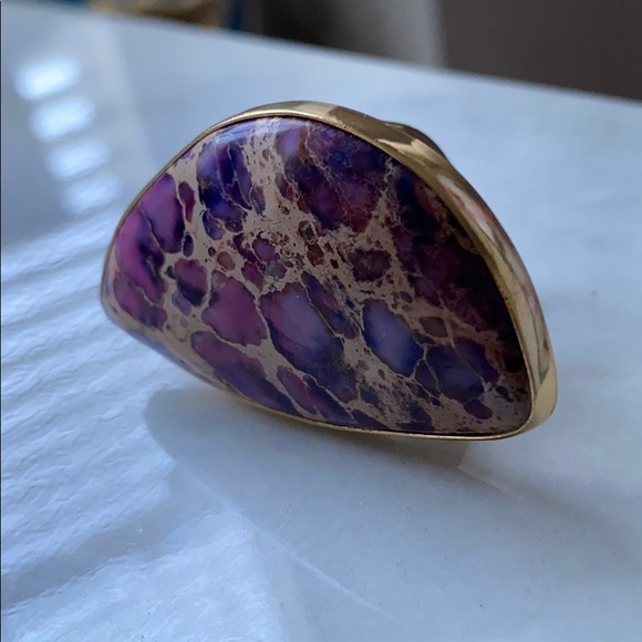 EXTRA LARGE PURPLE-COPPER TURQUOISE RING - Picture 3 of 6